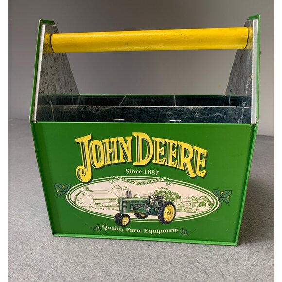 John Deere Green Metal Utensil Caddy with Wooden Handle - Picture 1 of 9